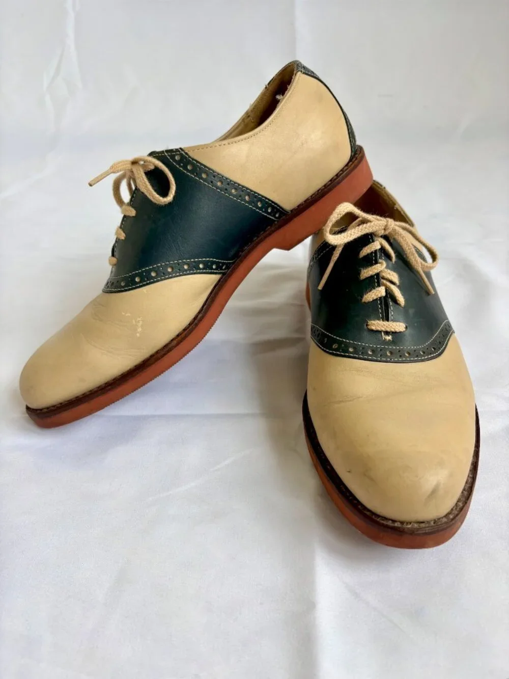 VINTAGE Cole Haan Men's Lace-Up Two-Tone Oxford Saddle Shoes | Size 9 (90 D)